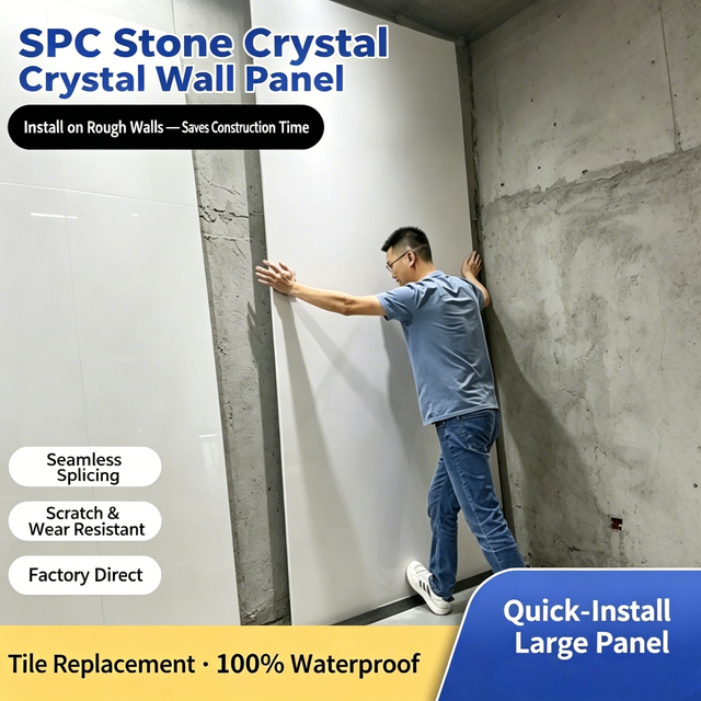 SPC Stone Plastic Composite Wall Panel, 100% Waterproof Rigid Core Shower Wall Cladding, Scratch & Fire Resistant, Zero Formaldehyde for Bathroom & Kitchen Interior Decoration