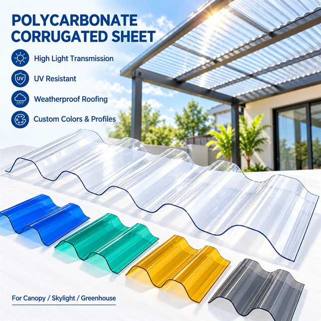 Corrugated Polycarbonate Roof Sheet | UV Protected PC Corrugated Panel for Patio, Greenhouse & Skylight